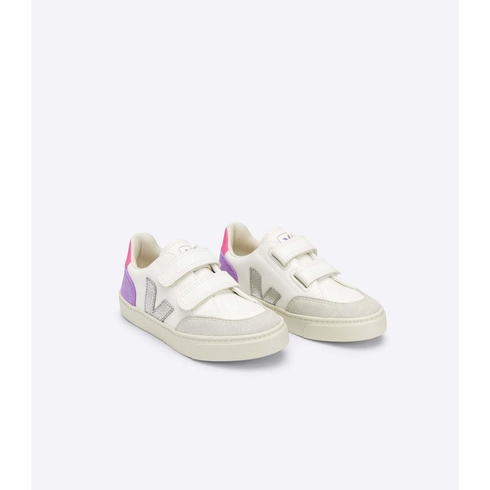 Veja V-12 CHROMEFREE Kids' Shoes White/Purple | NZ 749KOR